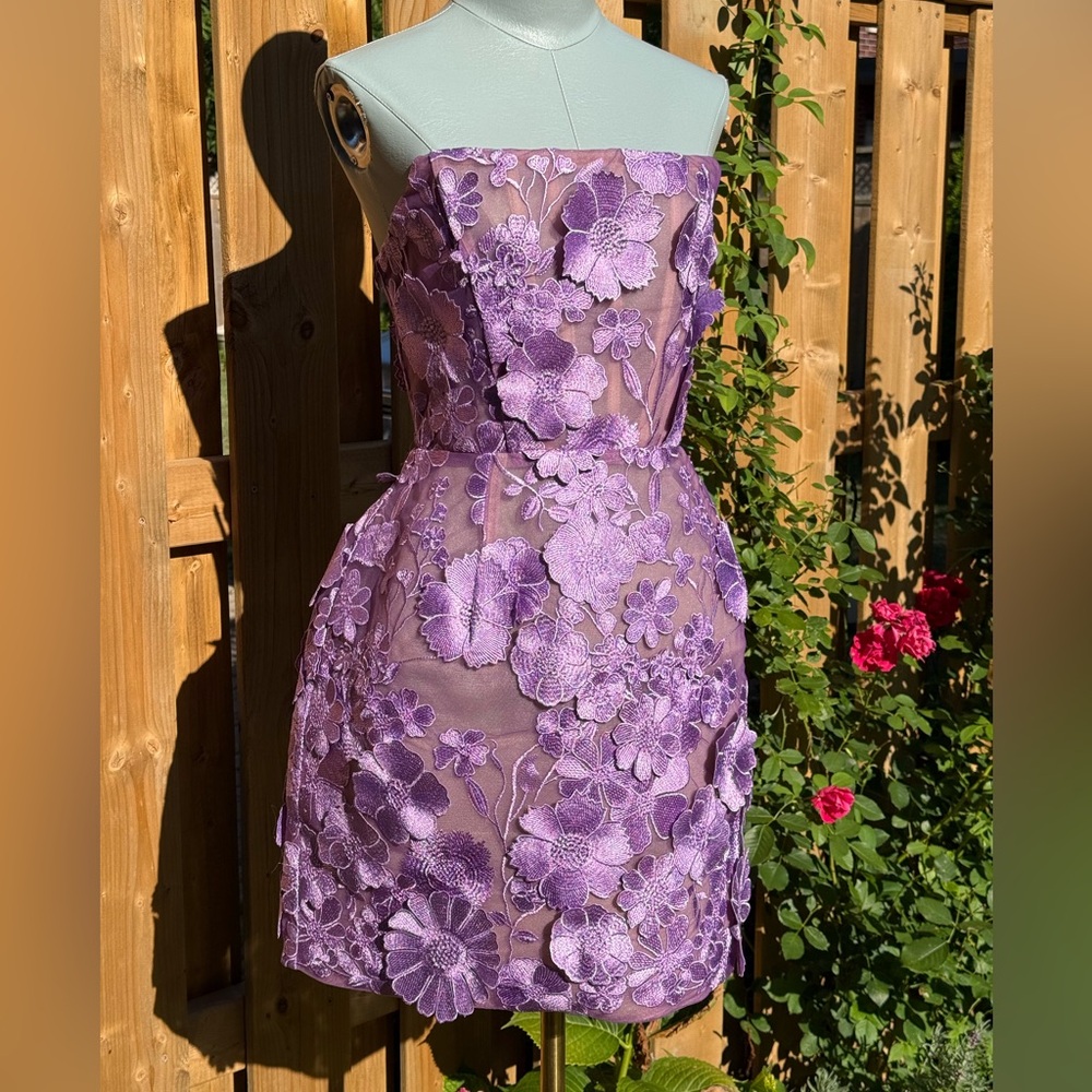 🆕 BRONX & BANCO 🧿 NWOT Jasmine Maraya Lilac Mini Dress - Sz L US 8 - Picture 5 of 17